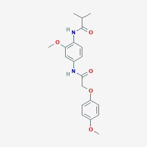 molecular formula C20H24N2O5 B278220 N-(2-methoxy-4-{[(4-methoxyphenoxy)acetyl]amino}phenyl)-2-methylpropanamide 
