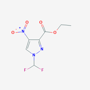 molecular formula C7H7F2N3O4 B2782214 ethyl 1-(difluoromethyl)-4-nitro-1H-pyrazole-3-carboxylate CAS No. 1856057-79-8