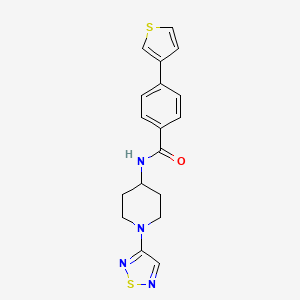 molecular formula C18H18N4OS2 B2782245 N-(1-(1,2,5-thiadiazol-3-yl)piperidin-4-yl)-4-(thiophen-3-yl)benzamide CAS No. 2177366-07-1