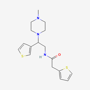molecular formula C17H23N3OS2 B2782264 N-(2-(4-methylpiperazin-1-yl)-2-(thiophen-3-yl)ethyl)-2-(thiophen-2-yl)acetamide CAS No. 954689-57-7