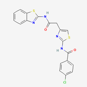N-(4-(2-(benzo[d]thiazol-2-ylamino)-2-oxoethyl)thiazol-2-yl)-4-chlorobenzamide