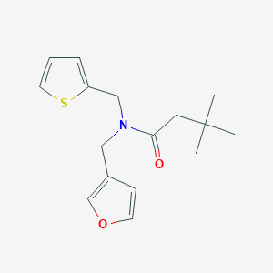 N-(furan-3-ylmethyl)-3,3-dimethyl-N-(thiophen-2-ylmethyl)butanamide
