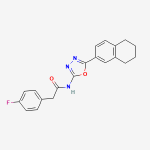 2-(4-fluorophenyl)-N-[5-(5,6,7,8-tetrahydronaphthalen-2-yl)-1,3,4-oxadiazol-2-yl]acetamide