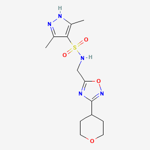 3,5-dimethyl-N-((3-(tetrahydro-2H-pyran-4-yl)-1,2,4-oxadiazol-5-yl)methyl)-1H-pyrazole-4-sulfonamide