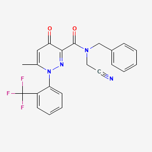 molecular formula C22H17F3N4O2 B2782334 N-benzyl-N-(cyanomethyl)-6-methyl-4-oxo-1-[2-(trifluoromethyl)phenyl]-1,4-dihydropyridazine-3-carboxamide CAS No. 1197627-05-6