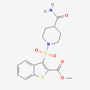 molecular formula C16H18N2O5S2 B2782366 Methyl 3-((4-carbamoylpiperidin-1-yl)sulfonyl)benzo[b]thiophene-2-carboxylate CAS No. 899725-32-7