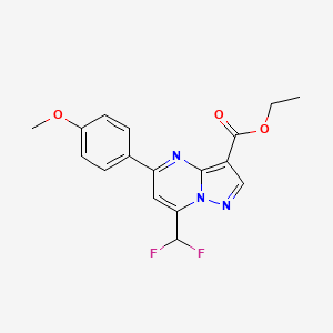 molecular formula C17H15F2N3O3 B2782383 Ethyl 7-(difluoromethyl)-5-(4-methoxyphenyl)pyrazolo[1,5-a]pyrimidine-3-carboxylate CAS No. 492433-50-8
