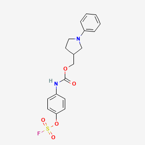 molecular formula C18H19FN2O5S B2782384 (1-Phenylpyrrolidin-3-yl)methyl N-(4-fluorosulfonyloxyphenyl)carbamate CAS No. 2411277-53-5