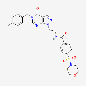 molecular formula C26H28N6O5S B2782393 N-(2-(5-(4-methylbenzyl)-4-oxo-4,5-dihydro-1H-pyrazolo[3,4-d]pyrimidin-1-yl)ethyl)-4-(morpholinosulfonyl)benzamide CAS No. 922018-36-8