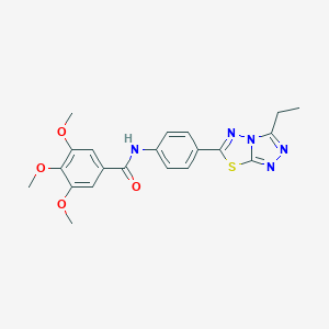 molecular formula C21H21N5O4S B278240 N-[4-(3-ethyl[1,2,4]triazolo[3,4-b][1,3,4]thiadiazol-6-yl)phenyl]-3,4,5-trimethoxybenzamide 