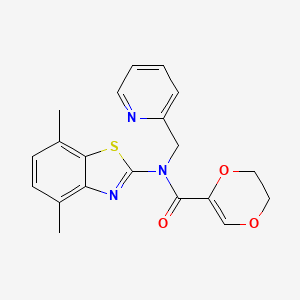 molecular formula C20H19N3O3S B2782417 N-(4,7-dimethyl-1,3-benzothiazol-2-yl)-N-[(pyridin-2-yl)methyl]-5,6-dihydro-1,4-dioxine-2-carboxamide CAS No. 899736-06-2