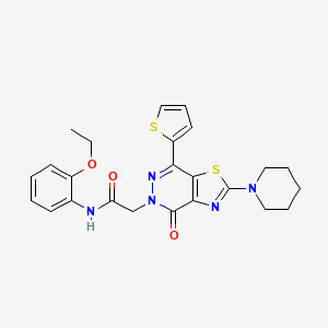 molecular formula C24H25N5O3S2 B2782442 N-(2-ethoxyphenyl)-2-(4-oxo-2-(piperidin-1-yl)-7-(thiophen-2-yl)thiazolo[4,5-d]pyridazin-5(4H)-yl)acetamide CAS No. 1105234-10-3
