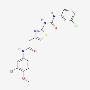 molecular formula C19H16Cl2N4O3S B2782461 N-(3-chloro-4-methoxyphenyl)-2-(2-(3-(3-chlorophenyl)ureido)thiazol-4-yl)acetamide CAS No. 921491-98-7