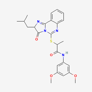 molecular formula C25H28N4O4S B2782466 N-(3,5-dimethoxyphenyl)-2-((2-isobutyl-3-oxo-2,3-dihydroimidazo[1,2-c]quinazolin-5-yl)thio)propanamide CAS No. 1189978-27-5