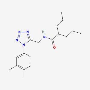 molecular formula C18H27N5O B2782498 N-{[1-(3,4-dimethylphenyl)-1H-1,2,3,4-tetrazol-5-yl]methyl}-2-propylpentanamide CAS No. 897622-28-5