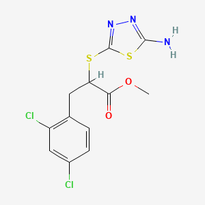 molecular formula C12H11Cl2N3O2S2 B2782574 Methyl 2-[(5-amino-1,3,4-thiadiazol-2-yl)sulfanyl]-3-(2,4-dichlorophenyl)propanoate CAS No. 899726-09-1