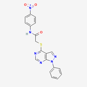 molecular formula C19H14N6O3S B2782594 N-(4-nitrophenyl)-2-({1-phenyl-1H-pyrazolo[3,4-d]pyrimidin-4-yl}sulfanyl)acetamide CAS No. 893931-30-1