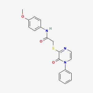 molecular formula C19H17N3O3S B2782600 N-(4-methoxyphenyl)-2-[(3-oxo-4-phenyl-3,4-dihydropyrazin-2-yl)sulfanyl]acetamide CAS No. 895102-88-2