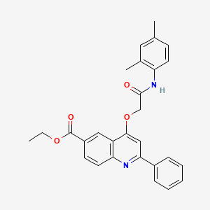 molecular formula C28H26N2O4 B2782609 ethyl 4-{[(2,4-dimethylphenyl)carbamoyl]methoxy}-2-phenylquinoline-6-carboxylate CAS No. 1114835-45-8