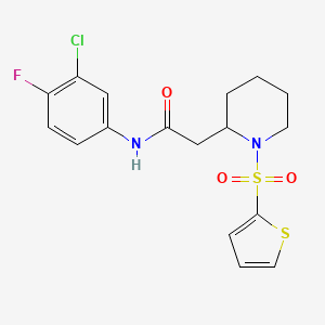 molecular formula C17H18ClFN2O3S2 B2782639 N-(3-chloro-4-fluorophenyl)-2-(1-(thiophen-2-ylsulfonyl)piperidin-2-yl)acetamide CAS No. 1105235-54-8