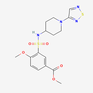 molecular formula C16H20N4O5S2 B2782653 Methyl 4-methoxy-3-{[1-(1,2,5-thiadiazol-3-yl)piperidin-4-yl]sulfamoyl}benzoate CAS No. 2097913-34-1