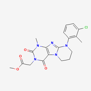 molecular formula C19H20ClN5O4 B2782727 methyl 2-[9-(3-chloro-2-methylphenyl)-1-methyl-2,4-dioxo-1H,2H,3H,4H,6H,7H,8H,9H-pyrimido[1,2-g]purin-3-yl]acetate CAS No. 876900-31-1