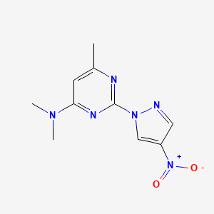 molecular formula C10H12N6O2 B2782758 N,N,6-trimethyl-2-(4-nitro-1H-pyrazol-1-yl)pyrimidin-4-amine CAS No. 1001608-05-4
