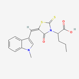 (E)-2-(5-((1-methyl-1H-indol-3-yl)methylene)-4-oxo-2-thioxothiazolidin-3-yl)pentanoic acid