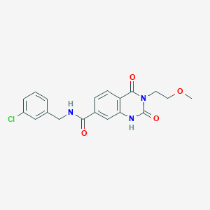 molecular formula C19H18ClN3O4 B2782851 N-(3-chlorobenzyl)-3-(2-methoxyethyl)-2,4-dioxo-1,2,3,4-tetrahydroquinazoline-7-carboxamide CAS No. 892269-04-4