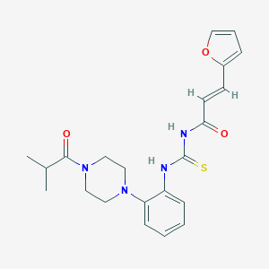 molecular formula C22H26N4O3S B278287 N-[3-(2-furyl)acryloyl]-N'-[2-(4-isobutyryl-1-piperazinyl)phenyl]thiourea 