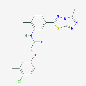 molecular formula C20H18ClN5O2S B278288 2-(4-chloro-3-methylphenoxy)-N-[2-methyl-5-(3-methyl[1,2,4]triazolo[3,4-b][1,3,4]thiadiazol-6-yl)phenyl]acetamide 