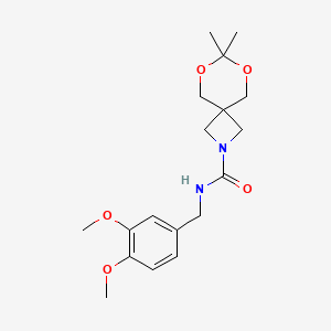molecular formula C18H26N2O5 B2782889 N-[(3,4-dimethoxyphenyl)methyl]-7,7-dimethyl-6,8-dioxa-2-azaspiro[3.5]nonane-2-carboxamide CAS No. 1396785-35-5