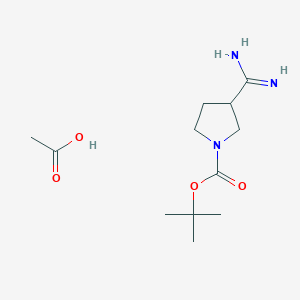 molecular formula C12H23N3O4 B2782900 Acetic acid, tert-butyl 3-carbamimidoylpyrrolidine-1-carboxylate CAS No. 2137539-38-7