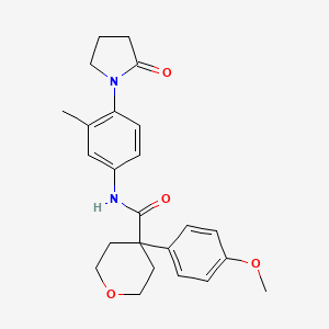 4-(4-methoxyphenyl)-N-(3-methyl-4-(2-oxopyrrolidin-1-yl)phenyl)tetrahydro-2H-pyran-4-carboxamide