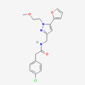 2-(4-chlorophenyl)-N-((5-(furan-2-yl)-1-(2-methoxyethyl)-1H-pyrazol-3-yl)methyl)acetamide