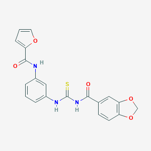 molecular formula C20H15N3O5S B278303 N-[3-({[(1,3-benzodioxol-5-ylcarbonyl)amino]carbothioyl}amino)phenyl]-2-furamide 