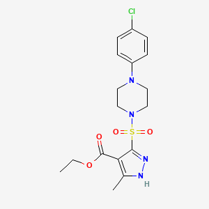 molecular formula C17H21ClN4O4S B2783046 ethyl 5-((4-(4-chlorophenyl)piperazin-1-yl)sulfonyl)-3-methyl-1H-pyrazole-4-carboxylate CAS No. 1305272-57-4