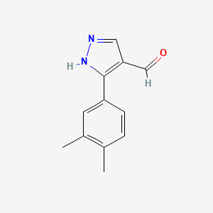 molecular formula C12H12N2O B2783047 3-(3,4-dimethylphenyl)-1H-pyrazole-4-carbaldehyde CAS No. 696646-69-2