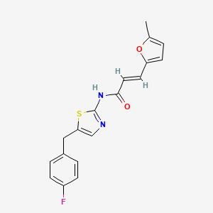 (E)-N-[5-[(4-fluorophenyl)methyl]-1,3-thiazol-2-yl]-3-(5-methylfuran-2-yl)prop-2-enamide