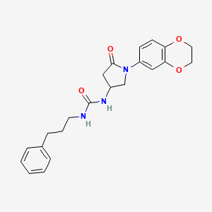 1-(1-(2,3-Dihydrobenzo[b][1,4]dioxin-6-yl)-5-oxopyrrolidin-3-yl)-3-(3-phenylpropyl)urea