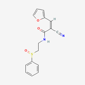 molecular formula C16H14N2O3S B2783063 (Z)-N-[2-(Benzenesulfinyl)ethyl]-2-cyano-3-(furan-2-yl)prop-2-enamide CAS No. 1385623-19-7