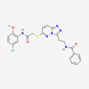 molecular formula C23H21ClN6O3S B2783066 N-(2-(6-((2-((5-chloro-2-methoxyphenyl)amino)-2-oxoethyl)thio)-[1,2,4]triazolo[4,3-b]pyridazin-3-yl)ethyl)benzamide CAS No. 872993-94-7