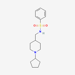 molecular formula C17H26N2O2S B2783067 N-[(1-cyclopentylpiperidin-4-yl)methyl]benzenesulfonamide CAS No. 953259-61-5