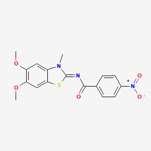 molecular formula C17H15N3O5S B2783083 N-[(2Z)-5,6-dimethoxy-3-methyl-2,3-dihydro-1,3-benzothiazol-2-ylidene]-4-nitrobenzamide CAS No. 895447-01-5