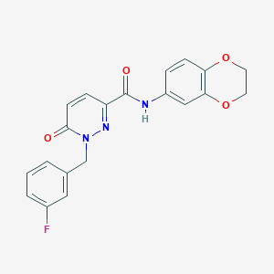 molecular formula C20H16FN3O4 B2783098 N-(2,3-dihydro-1,4-benzodioxin-6-yl)-1-[(3-fluorophenyl)methyl]-6-oxo-1,6-dihydropyridazine-3-carboxamide CAS No. 1040663-63-5