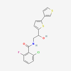 molecular formula C17H13ClFNO2S2 B2783102 N-(2-([2,3'-bithiophen]-5-yl)-2-hydroxyethyl)-2-chloro-6-fluorobenzamide CAS No. 2034345-93-0
