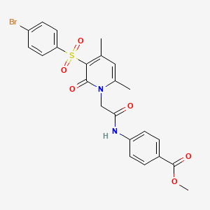 molecular formula C23H21BrN2O6S B2783127 Methyl 4-{2-[3-(4-bromobenzenesulfonyl)-4,6-dimethyl-2-oxo-1,2-dihydropyridin-1-yl]acetamido}benzoate CAS No. 1251695-84-7