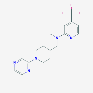 molecular formula C18H22F3N5 B2783154 N-methyl-N-{[1-(6-methylpyrazin-2-yl)piperidin-4-yl]methyl}-4-(trifluoromethyl)pyridin-2-amine CAS No. 2415623-83-3