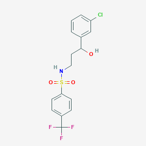 molecular formula C16H15ClF3NO3S B2783161 N-(3-(3-chlorophenyl)-3-hydroxypropyl)-4-(trifluoromethyl)benzenesulfonamide CAS No. 2034355-00-3