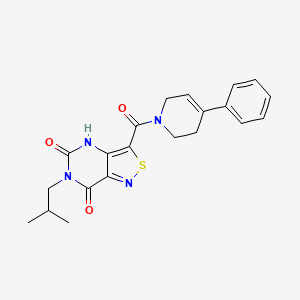 molecular formula C21H22N4O3S B2783166 6-(2-methylpropyl)-3-(4-phenyl-1,2,3,6-tetrahydropyridine-1-carbonyl)-4H,5H,6H,7H-[1,2]thiazolo[4,3-d]pyrimidine-5,7-dione CAS No. 1251606-57-1